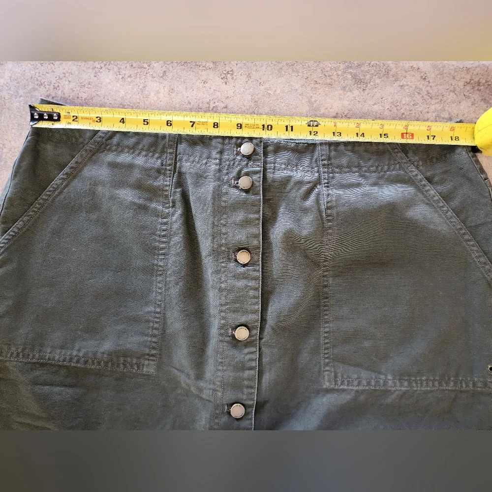 Lauren Ralph Lauren Olive Green Button Down Front Skirt Size 16W Vintage - Picture 2 of 11